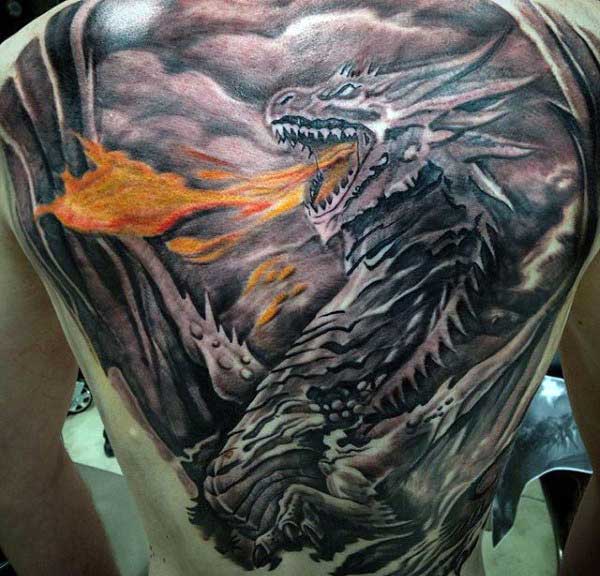 Fire-breathing dragon tattoo