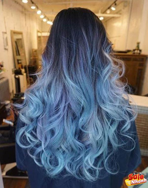 Màu tóc xanh dương khói ombre